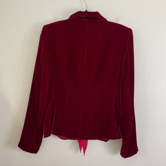 Kay Unger New York Womens 10 Red Velvet Blazer Cocktail Party Jacket Holiday - Picture 11 of 11
